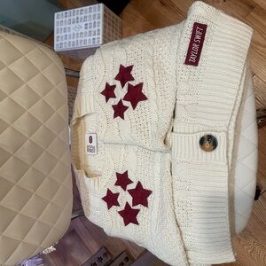 Taylor Swift Ivory Cardigan with Burgundy Stars